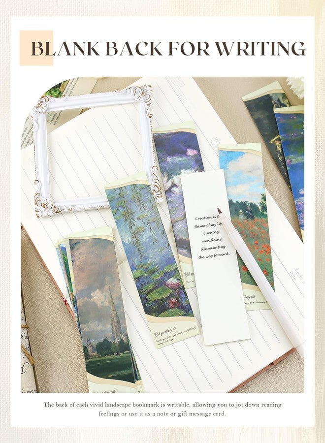 GAUENEEN Oil Painting Bookmarks, Paper Bookmarks Bulk Vivid Landscape Bookmark Set for Reading, Aesthetic Bookmark for Women Men (30 Pcs) - Image 4