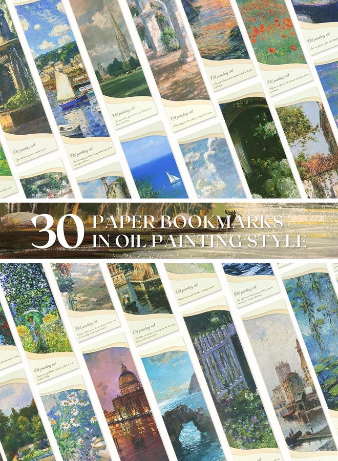 GAUENEEN Oil Painting Bookmarks, Paper Bookmarks Bulk Vivid Landscape Bookmark Set for Reading, Aesthetic Bookmark for Women Men (30 Pcs) - Image 3