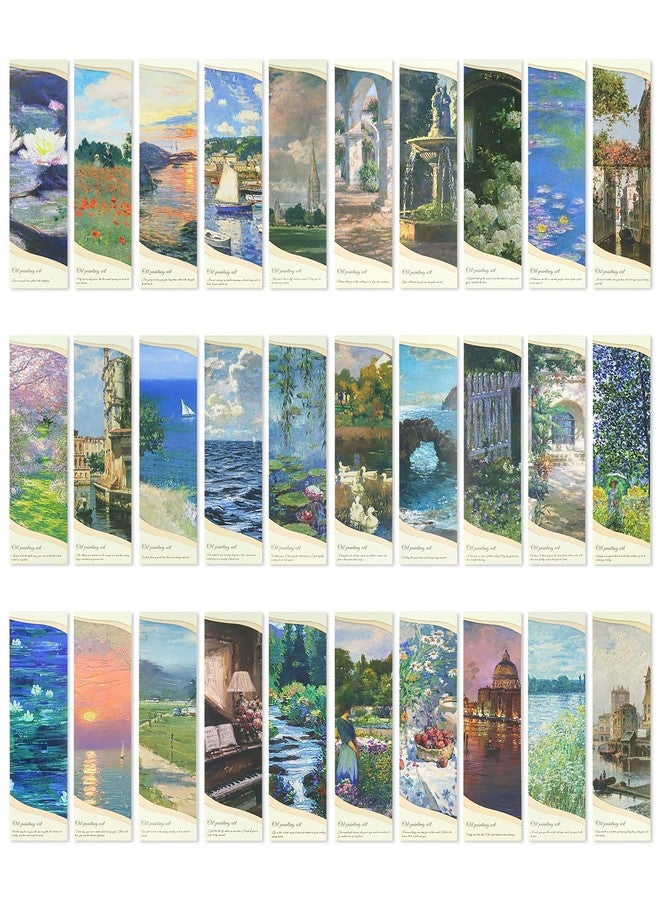 GAUENEEN Oil Painting Bookmarks, Paper Bookmarks Bulk Vivid Landscape Bookmark Set for Reading, Aesthetic Bookmark for Women Men (30 Pcs) - Image 1