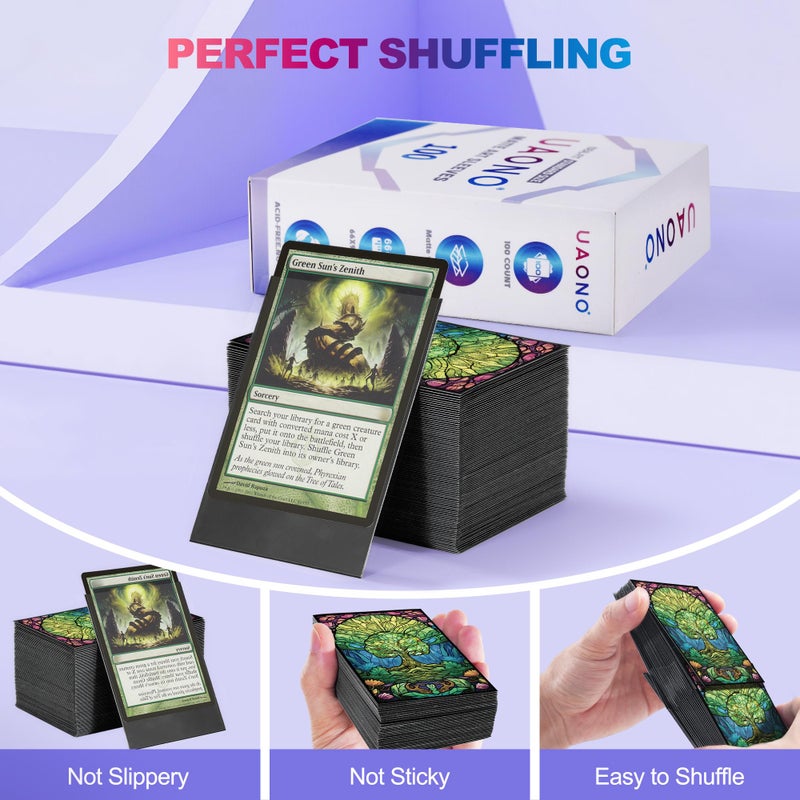 UAONO MTG Card Sleeves 100ct - Forest - Art Card Sleeves Deck Protector, Clear Front & Matte Textured Back, Sleeves for Magic The Gathering, Basic Lands Series - Image 4