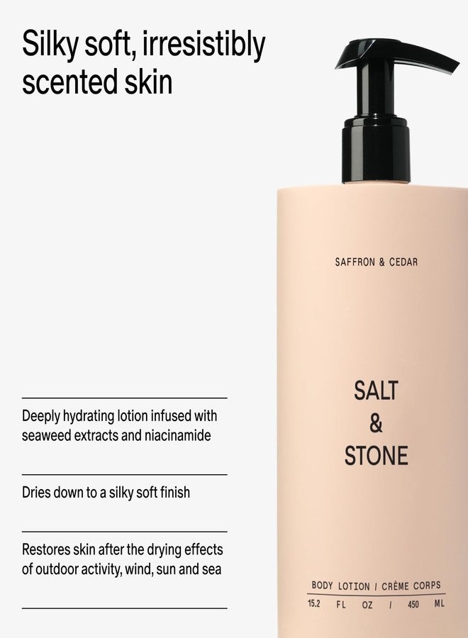 Salt & Stone Body Lotion for Women & Men | Hydrates, Nourishes & Softens Skin | Restores Dry Skin | Fast-Absorbing | Cruelty-Free & Vegan (Saffron & Cedar - 15.2 fl oz) - Image 5