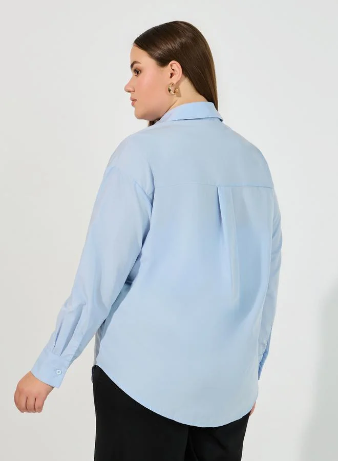 Styli Plus Size Slogan Print Oversized Shirt