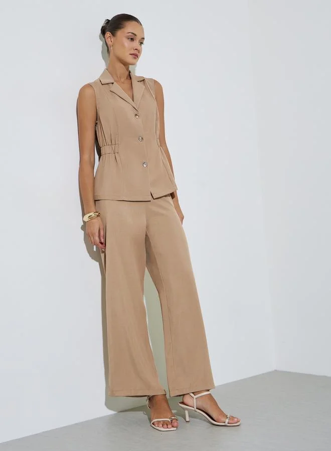 ستايلي Beige Sleeveless Single Breasted Waistcoat