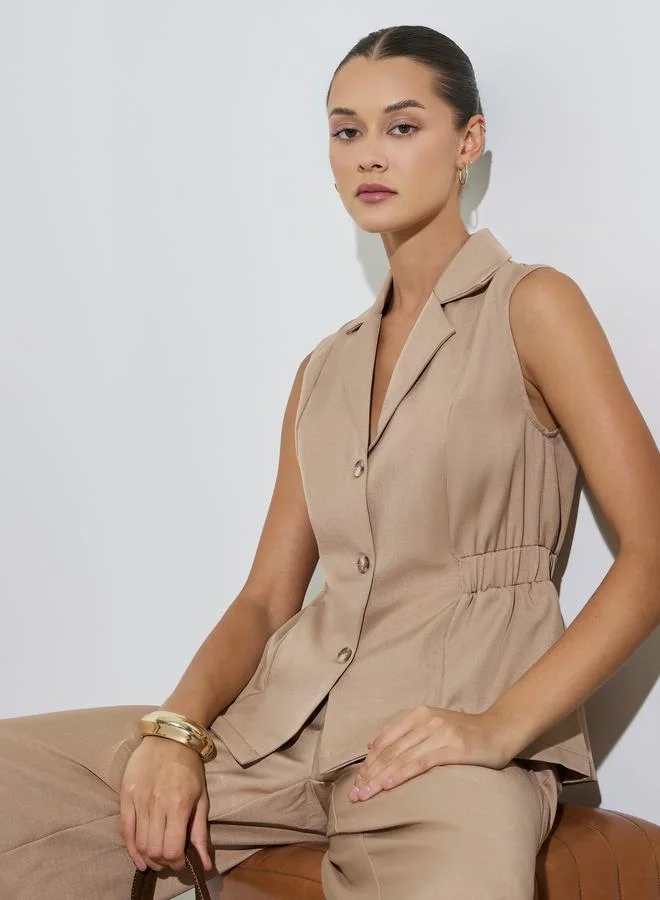 ستايلي Beige Sleeveless Single Breasted Waistcoat