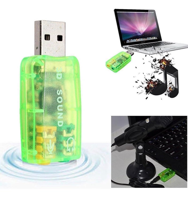 USB External Sound Card Adapter, 3D Virtual 5.1 Surround Audio, USB 2.0, Dual 3.5mm Jack, Plug and Play - Image 5