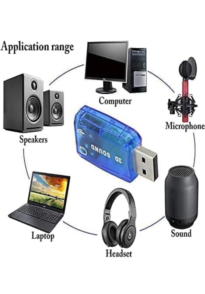 USB External Sound Card Adapter, 3D Virtual 5.1 Surround Audio, USB 2.0, Dual 3.5mm Jack, Plug and Play - Image 2