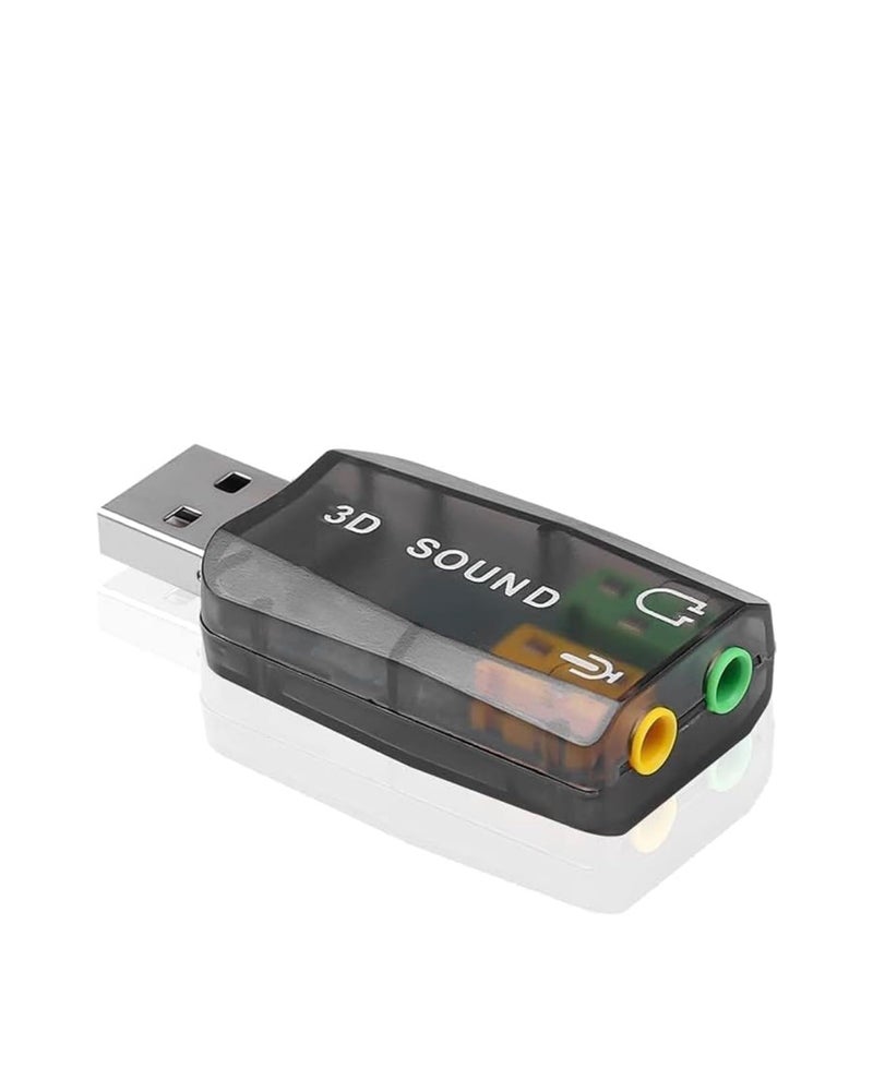 USB External Sound Card Adapter, 3D Virtual 5.1 Surround Audio, USB 2.0, Dual 3.5mm Jack, Plug and Play - Image 1