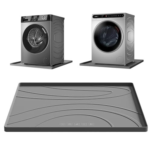 EWX Washing Machine Drain Pan Silicone mat – 26.5x26.5 Inch Non-Slip Waterproof Washer Drip Tray, Anti-Vibration Soft Mat for Under Dryer or Washer, Floor Leak Protector for Laundry Room - Image 1