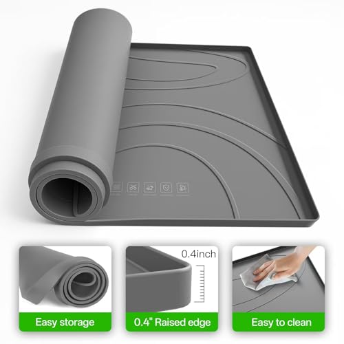 EWX Washing Machine Drain Pan Silicone mat – 26.5x26.5 Inch Non-Slip Waterproof Washer Drip Tray, Anti-Vibration Soft Mat for Under Dryer or Washer, Floor Leak Protector for Laundry Room - Image 3