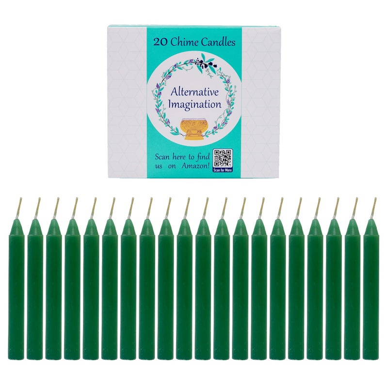 Alternative Imagination Green Chime Candles - 20 Pack of Unscented 4 Inch Mini Taper Candles - Dripless Long Burning Ritual Candles for Meditation, Spell Work, Healing, Prosperity, Growth & Home Decor - Image 4