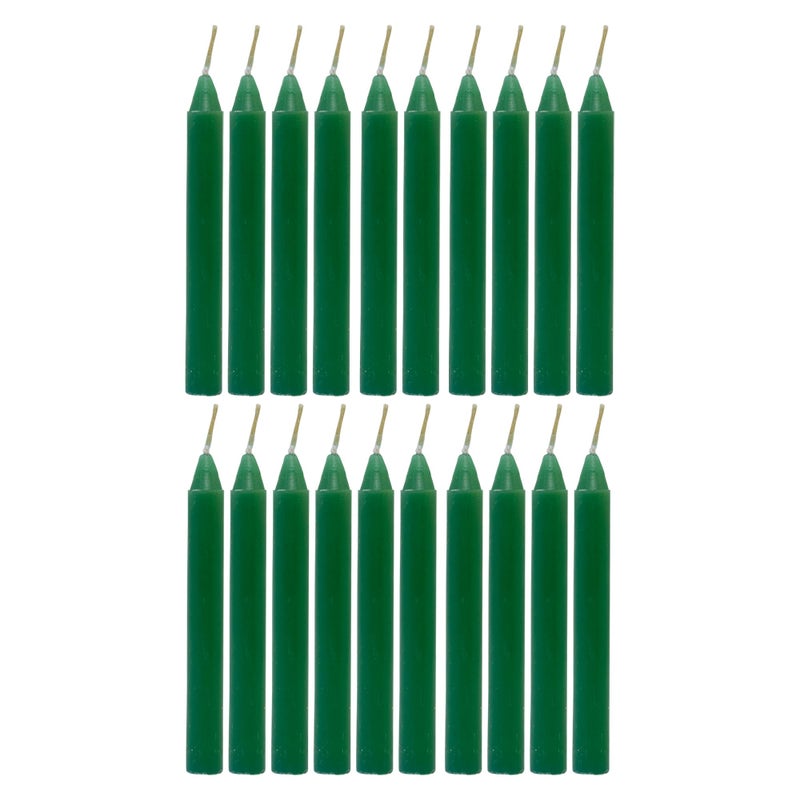 Alternative Imagination Green Chime Candles - 20 Pack of Unscented 4 Inch Mini Taper Candles - Dripless Long Burning Ritual Candles for Meditation, Spell Work, Healing, Prosperity, Growth & Home Decor - Image 5