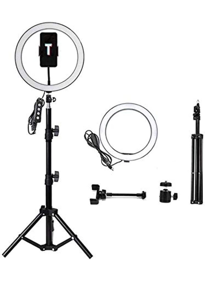 Generic - GLURAK 12" LED Selfie Ring Light with Adjustable Tripod Stand & Phone Holder – 3 Light Modes and 10 Brightness Levels for Live Stream and Photography - Image 1
