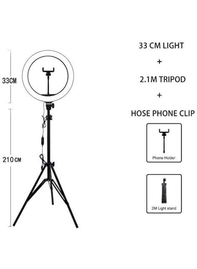 Generic - GLURAK 12" LED Selfie Ring Light with Adjustable Tripod Stand & Phone Holder – 3 Light Modes and 10 Brightness Levels for Live Stream and Photography - Image 1