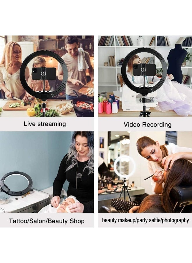 Generic - GLURAK 12" LED Selfie Ring Light with Adjustable Tripod Stand & Phone Holder – 3 Light Modes and 10 Brightness Levels for Live Stream and Photography - Image 1