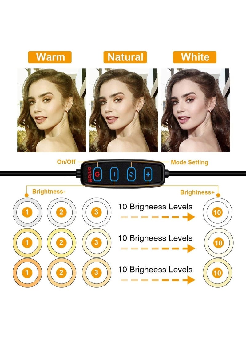 Generic - GLURAK 12" LED Selfie Ring Light with Adjustable Tripod Stand & Phone Holder – 3 Light Modes and 10 Brightness Levels for Live Stream and Photography - Image 1