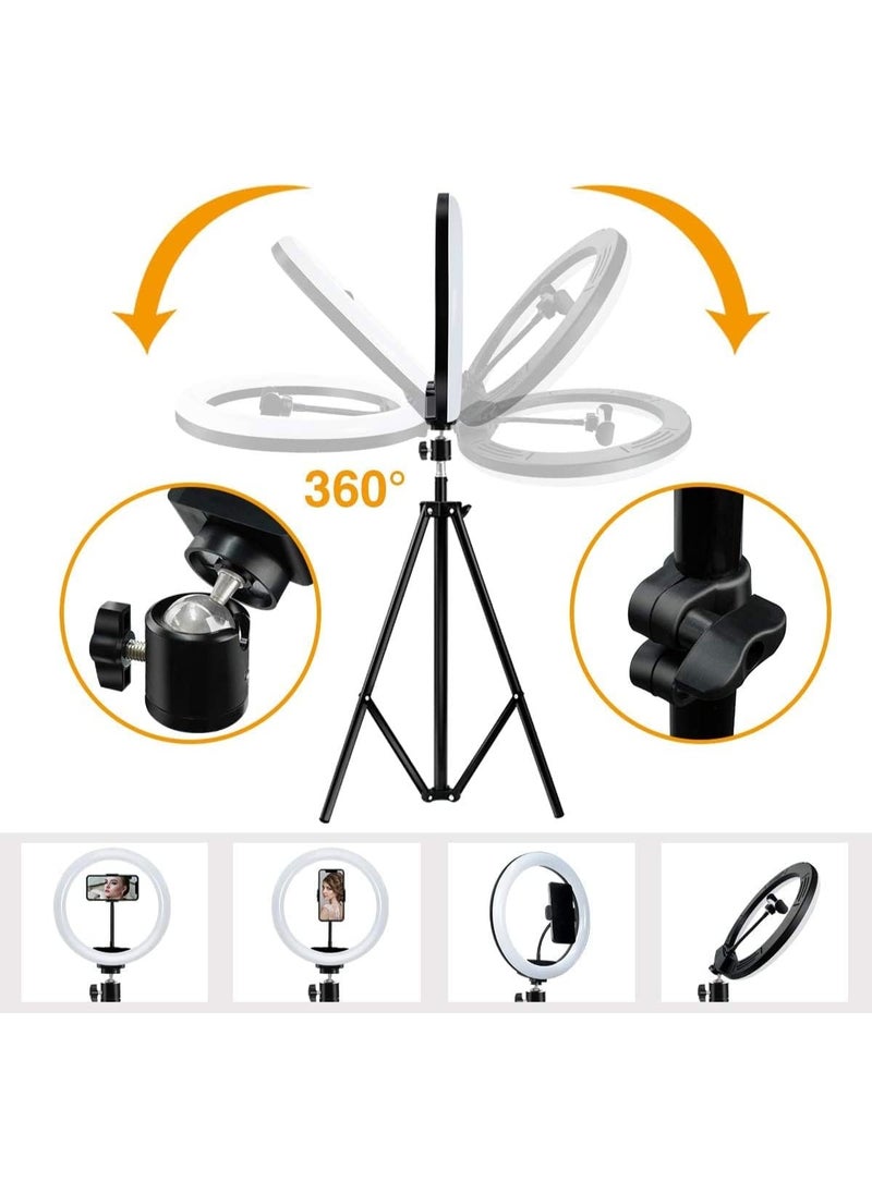 Generic - GLURAK 12" LED Selfie Ring Light with Adjustable Tripod Stand & Phone Holder – 3 Light Modes and 10 Brightness Levels for Live Stream and Photography - Image 1