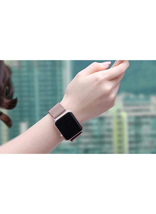 NIBEMINENT - Magnetic Milanese Loop Replacemnt Band For Apple Watch 42millimeter Pink - Image 1