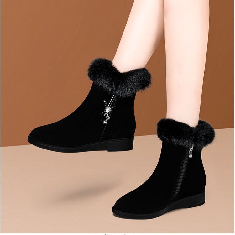 Snow Boots Women'S Fur Integrated Snow Cotton Short Fleece-Lined Boots 2024 Winter New Thick Warm Cotton Shoes - Image 2