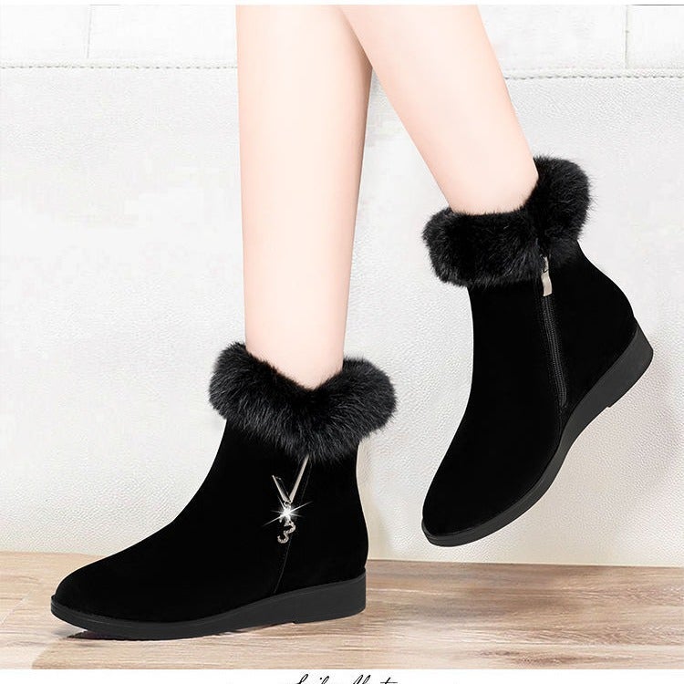 Snow Boots Women'S Fur Integrated Snow Cotton Short Fleece-Lined Boots 2024 Winter New Thick Warm Cotton Shoes - Image 3