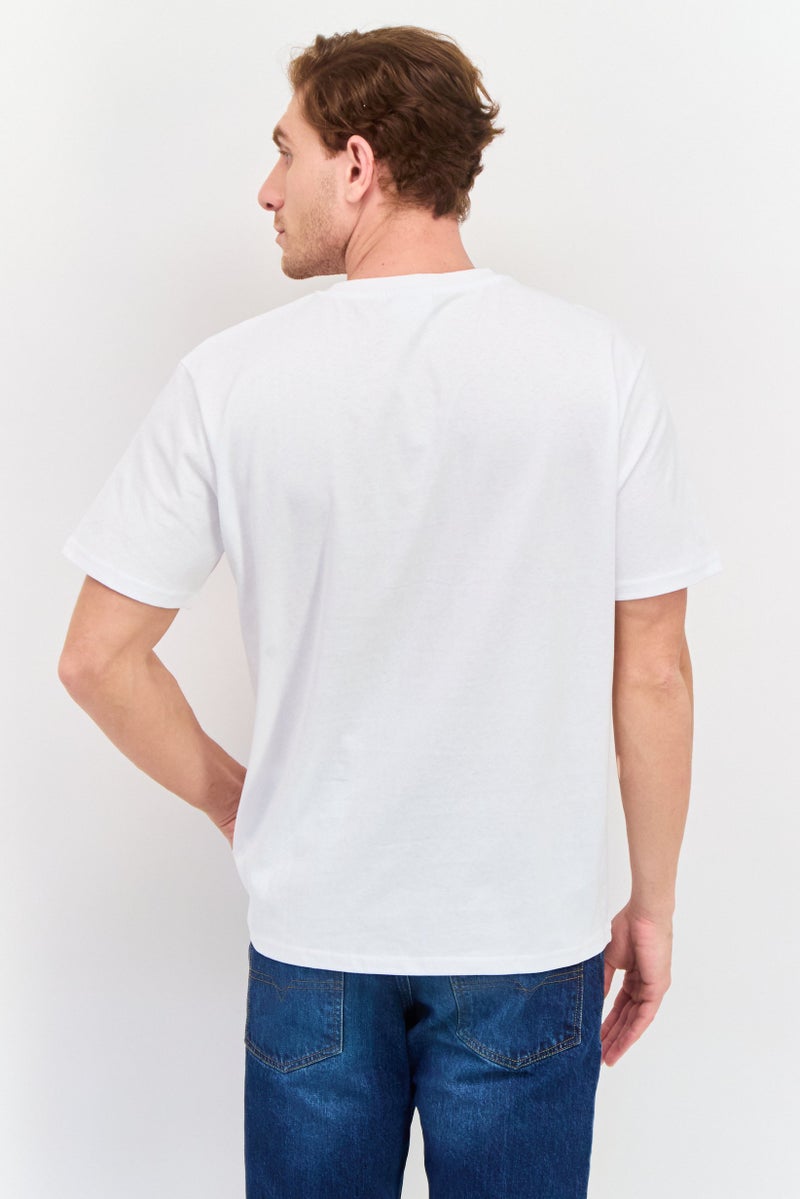 YOTO Men Crew Neck Short Sleeve Printed T-shirts, White - Image 3