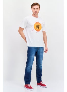 YOTO Men Crew Neck Short Sleeve Printed T-shirts, White  - Image 4