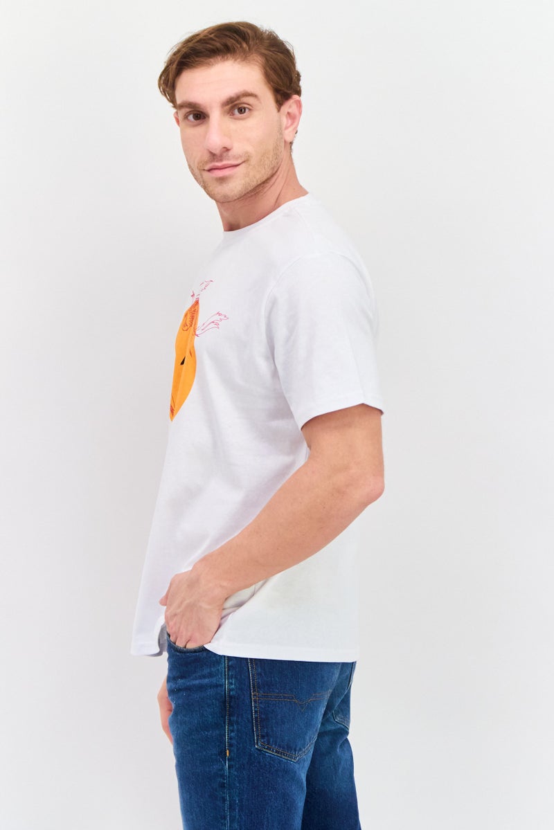 YOTO تي شيرتات قصيرة الأكمام للرجال بياقة دائرية مطبوعة، أبيض - Image 4