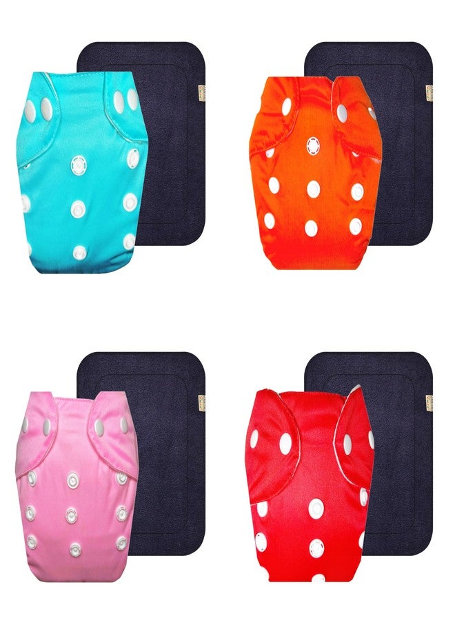 Dumbledo Lite Cloth Diaper with Gray Insert (Pack of 4) | Snug Fit | 6-Layer Absorbent Pad | Quick Dry | Everyday Diapering Essential | 3 Months - 2 Years | Unisex Baby - Image 1