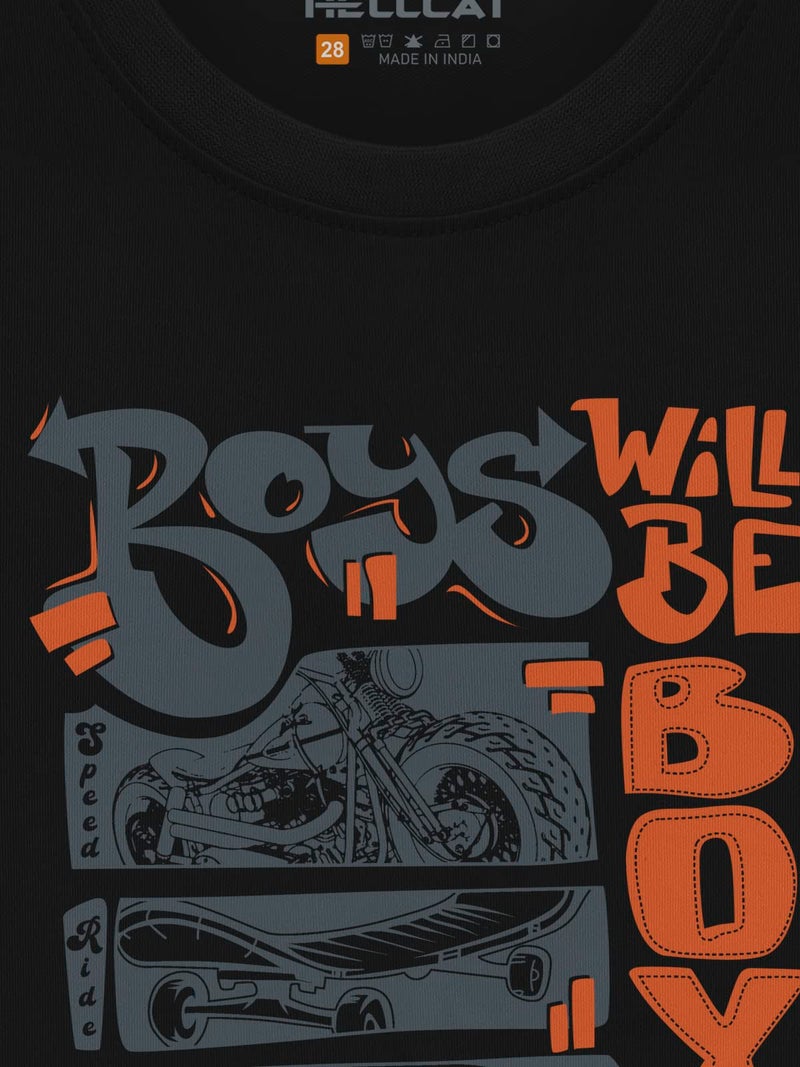 HELLCAT Boys Cotton Blend Regular Fit Trendy Typographic Printed Cotton Blend Half Sleeve T-Shirt-Pack of 3/Yellow & Black & Bluish Grey/7-8 Years - Image 5