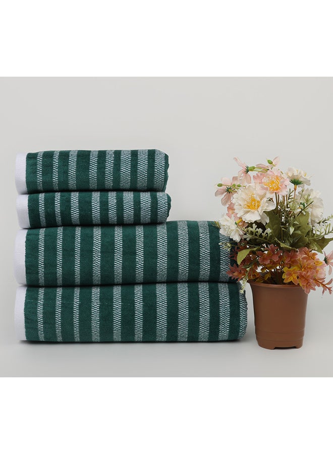 White Rose Towel 4 Piece Bathroom  Set - OASIS - 450 GSM - 100% Cotton Velour - 2 Bath  70X140 cm & 2 Hand  50x90 cm -MultiColour - Modern Stripe Design - Luxury Touch - Extra Absorbent - Image 1