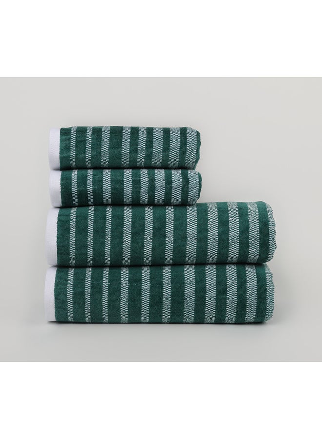 White Rose Towel 4 Piece Bathroom  Set - OASIS - 450 GSM - 100% Cotton Velour - 2 Bath  70X140 cm & 2 Hand  50x90 cm -MultiColour - Modern Stripe Design - Luxury Touch - Extra Absorbent - Image 3