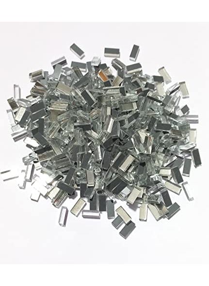 OMX - OMX LCD Mosaic Mirror Pcs for Embroidery Craft Making 6mm X 2mm Rectangular Shape 3300 Pc Silver - Image 1