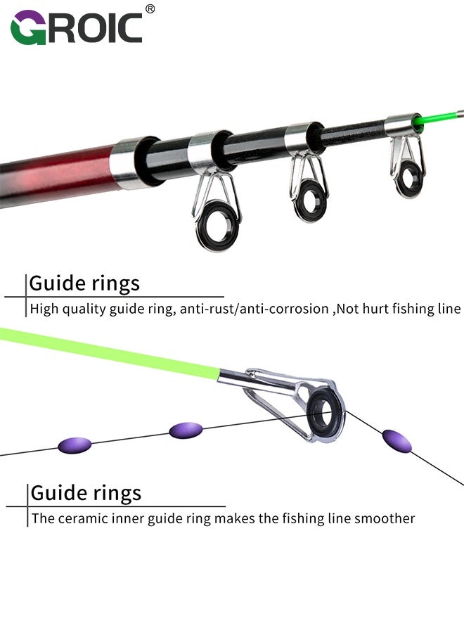 GROIC 1.8m Fishing Rod and Reel Combo, 2PCS Telescopic Fishing Rod, Spinning Reels *2, Fishing Hooks Bait Set,Portable Fishing Pole Set with Carrier Bag - Image 5