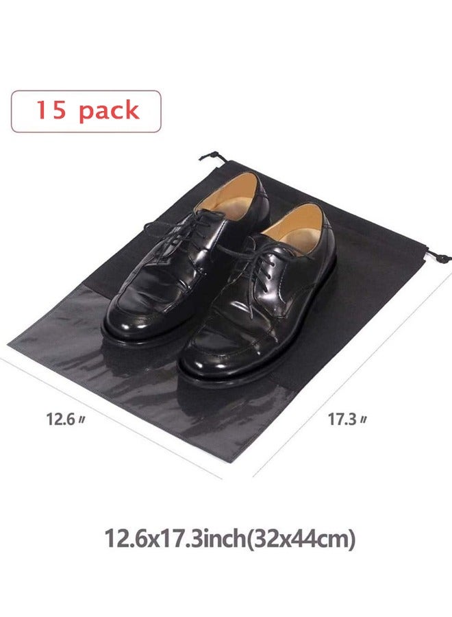 15-Pieces Portable Travel Shoe Bags - 44x32cm Large Shoe Storage Organizer Bags, Waterproof Nylon Shoe Pouches for Travel, Home & Closet, Dust-Proof Shoe Covers for Shoes, Sneakers, Boots - Unisex for Men & Women - Image 3