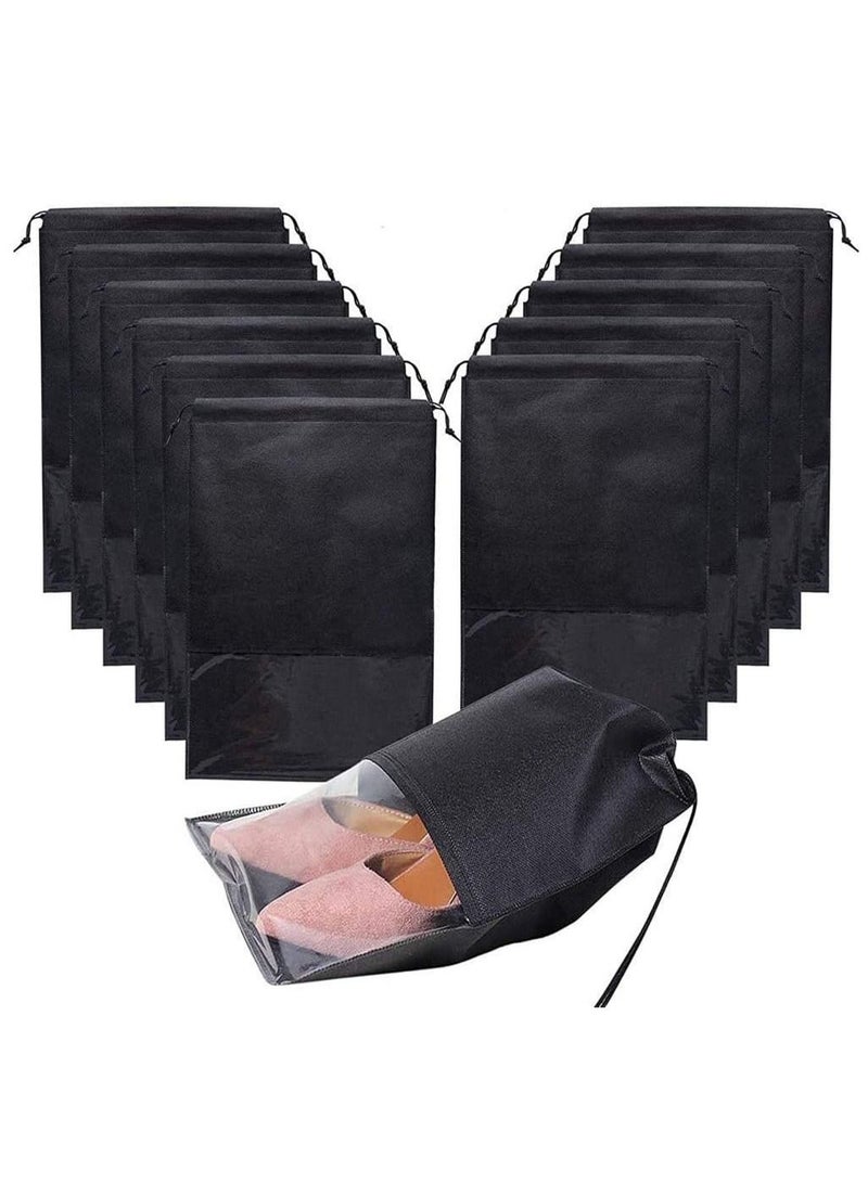 15-Pieces Portable Travel Shoe Bags - 44x32cm Large Shoe Storage Organizer Bags, Waterproof Nylon Shoe Pouches for Travel, Home & Closet, Dust-Proof Shoe Covers for Shoes, Sneakers, Boots - Unisex for Men & Women - Image 1