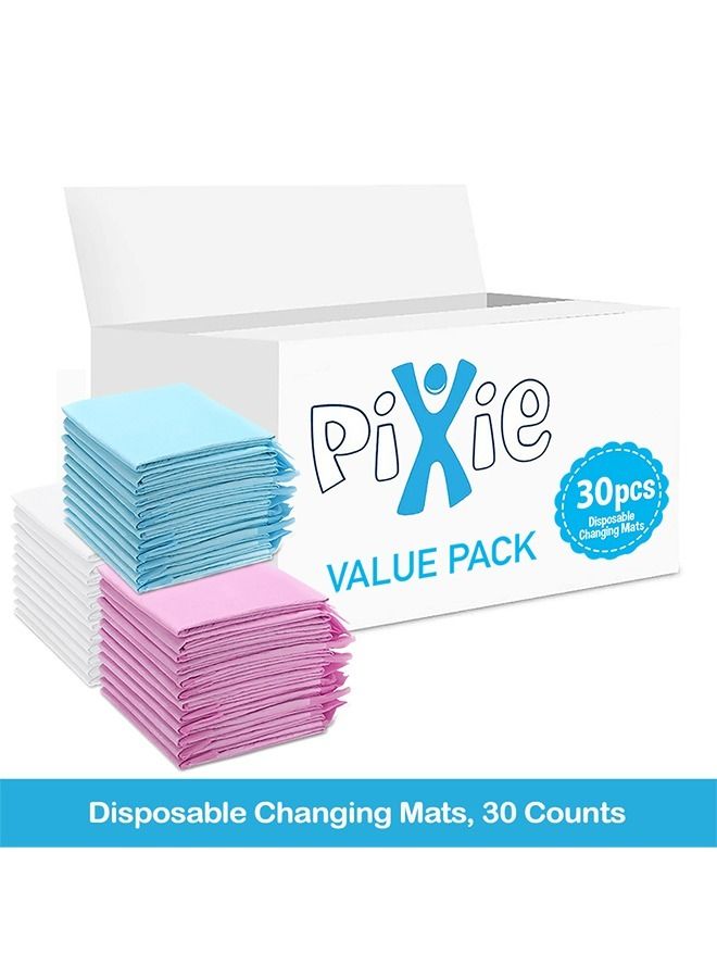 Pixie Disposable Changing Mats, 30 Counts, Soft Waterproof Mat, Portable Leak Proof Changing Mat, New Mom Leak-Proof Under pad, Mattress Table Protector Pad - Image 2