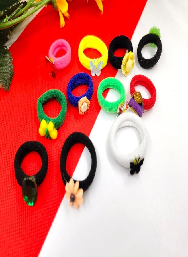 Hivata Rabber & claw 10pc & Hair Claw 10pc Smooth Elastic Cotton Stretch For Curly Hair Band Ties Soft Hair Accessories Ponytail Holders Trending Ties Women & Girls School Wear Clutcher Multi Color - Image 2