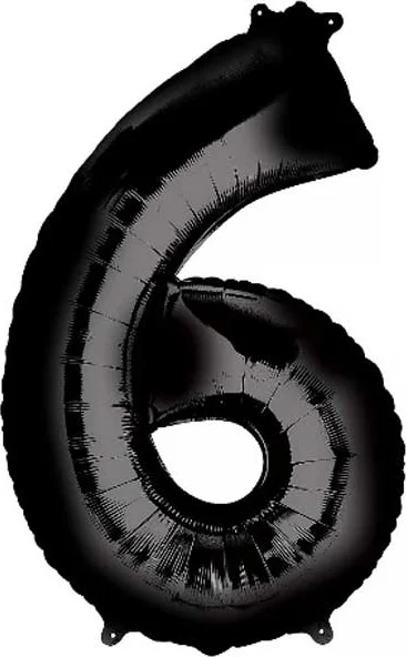 Partioutlet 6 Number Foil Balloon Black 100 cm