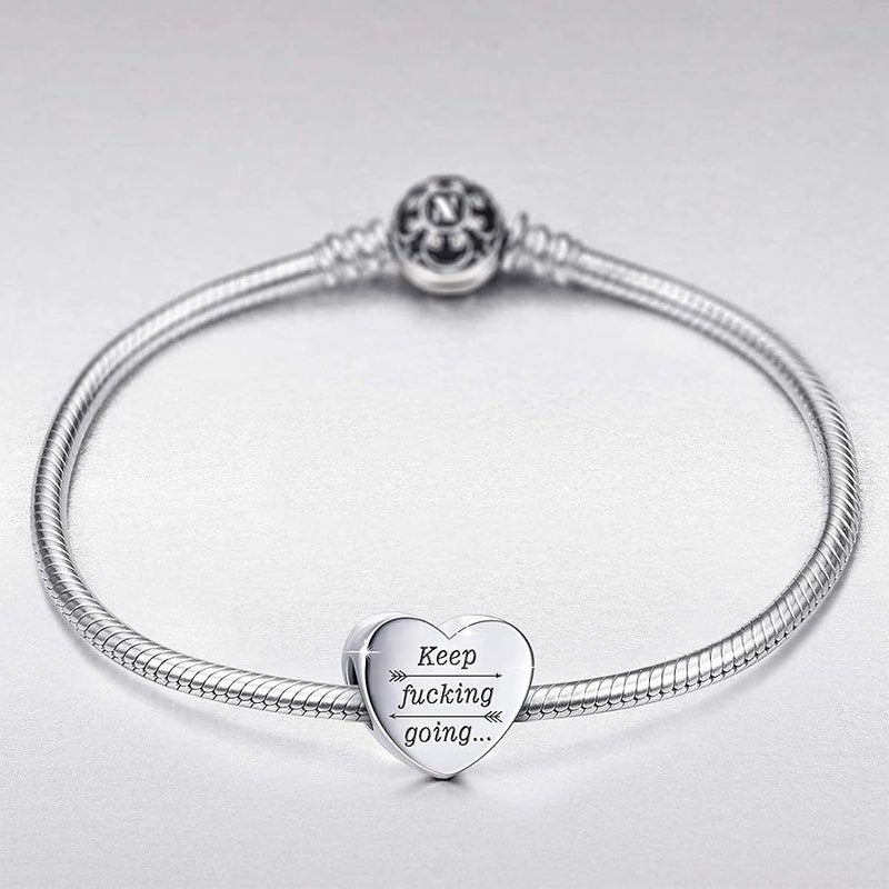 MUERDOU Heart Charm Fit for Pandora Charms Bracelet Inspirational Engraving Jewelry Personality Encouragement Gifts for Women - Image 4