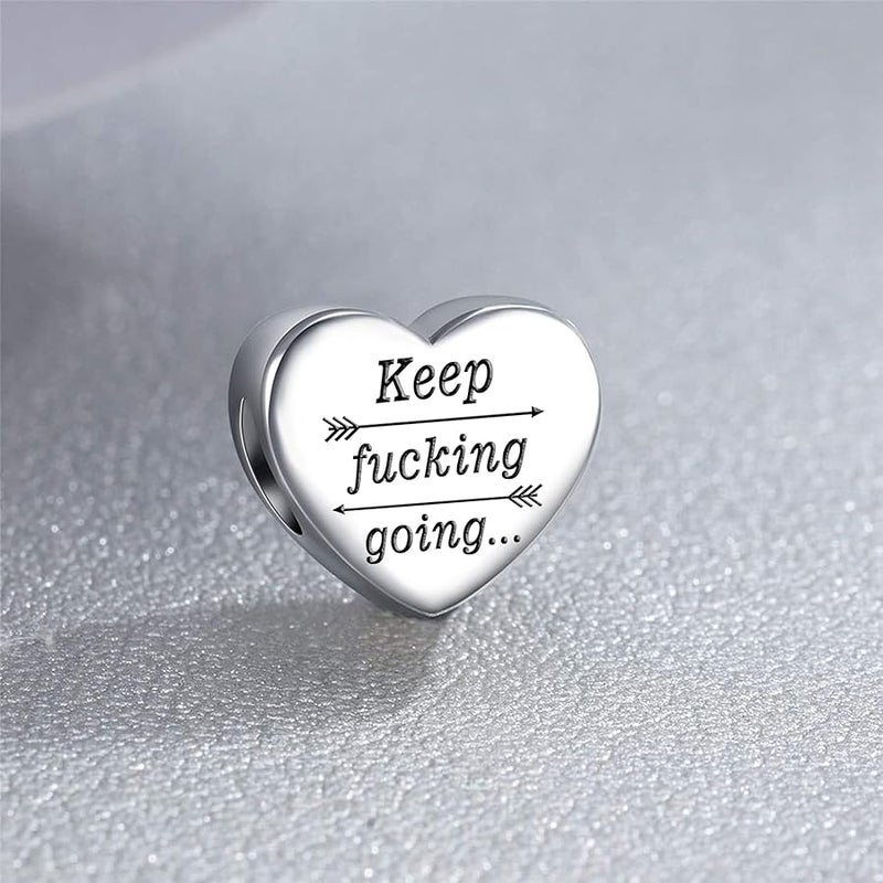 MUERDOU Heart Charm Fit for Pandora Charms Bracelet Inspirational Engraving Jewelry Personality Encouragement Gifts for Women - Image 5