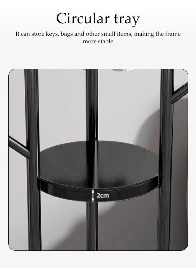 DUNISO Multi-Functional Metal Clothes Rack, 8 Hooks Hall Tree Coat Hanger Holder with Two Round Tables, Home Enterway Tree Clothes Storage Stand for Coat, Hat, Clothes, Scarves, Handbags, Umbrella - Image 4