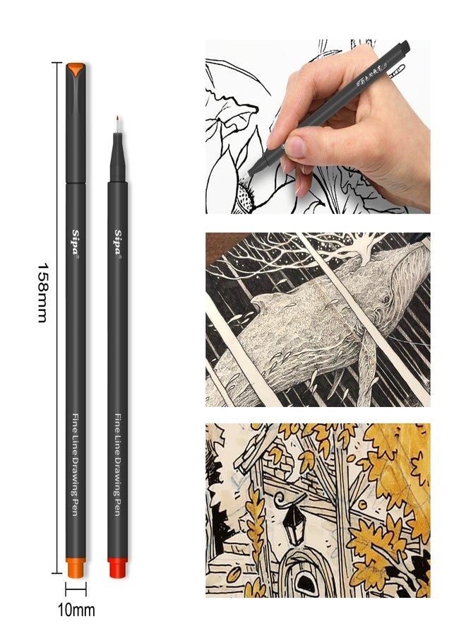 SIPA أقلام سيفا الملونة 24 لتدوين الملاحظات، رأس دقيق 0.38 مم لرسم مخططات للبالغين، كتب تلوين، تدوين الملاحظات، تقويم، ألبوم قصاصات، دفتر ملاحظات، لوازم فنية مدرسية للطلاب - Image 5