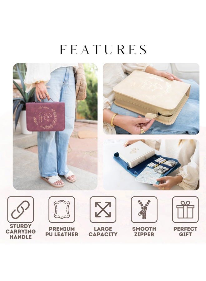 LANDORA & LEAF Bible Cover Case for Women - Minimalist Design Debossed Bible Case, Large Bible Covers for Women - Bible Accessories (Navy) - Image 5