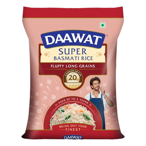Daawat Super Basmati Rice 5Kg| Fluffy Long Grains| Cooked upto 20mm* - Image 1