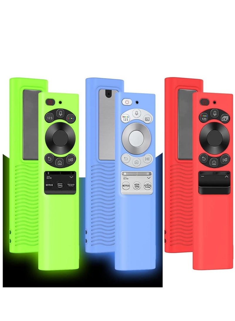 SYOSI Covers for Samsung Smart TV Solar Cell Remote Control Replacement Case Silicone Protective Cover with Lanyards Shockproof Battery Back Skin Holder Glow in Dark 3 Pack  - Image 1