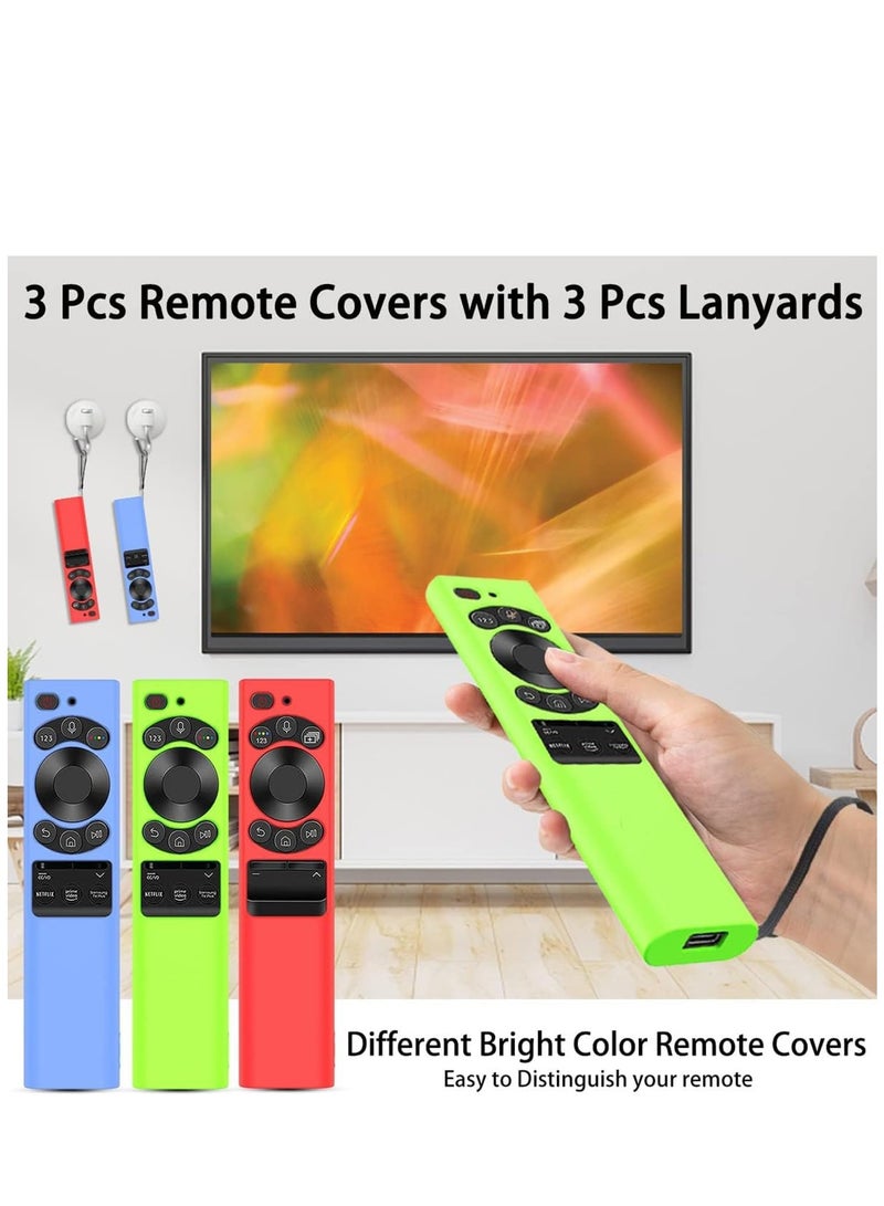 SYOSI Covers for Samsung Smart TV Solar Cell Remote Control Replacement Case Silicone Protective Cover with Lanyards Shockproof Battery Back Skin Holder Glow in Dark 3 Pack  - Image 4