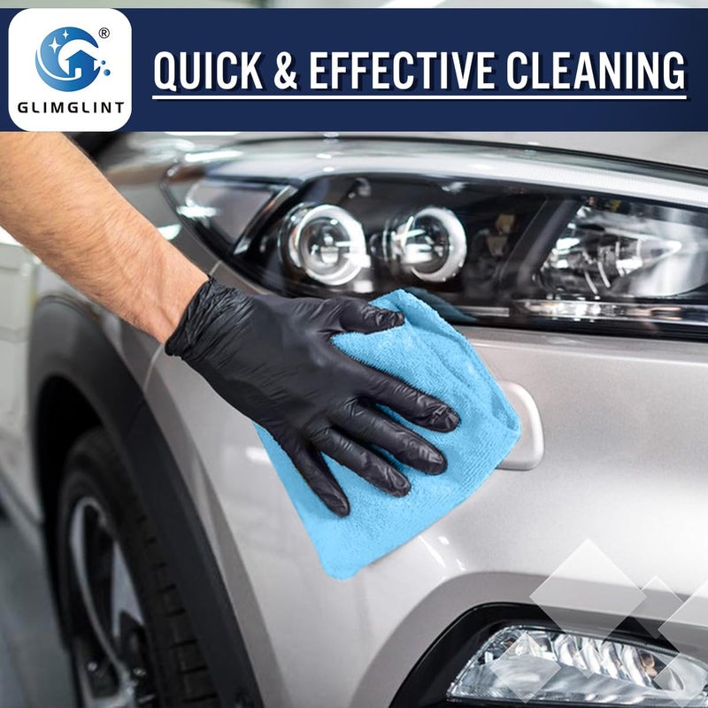 GLIMGLINT Blue Microfiber Cleaning Cloth,12PK Reusable Cleaning Rags, Highly Absorbent Shop Rags Bulk, All-Purpose Car Cleaning Towels for TV Screen, Kitchen, Bathroom, Restaurant Garage, 14"X12" - Image 4