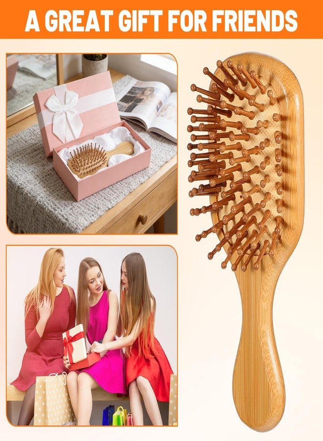 Kifmurase 12 Pack Mini Bamboo Hair Brush Bulk Small Natural Wooden Hairbrush Scalp Massage Round Tip Detangling Brush for Travel Women Men Gifts Bridesmaid Party Favors (Square) - Image 4