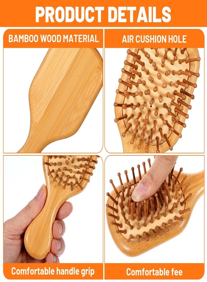 Kifmurase 12 Pack Mini Bamboo Hair Brush Bulk Small Natural Wooden Hairbrush Scalp Massage Round Tip Detangling Brush for Travel Women Men Gifts Bridesmaid Party Favors (Square) - Image 3