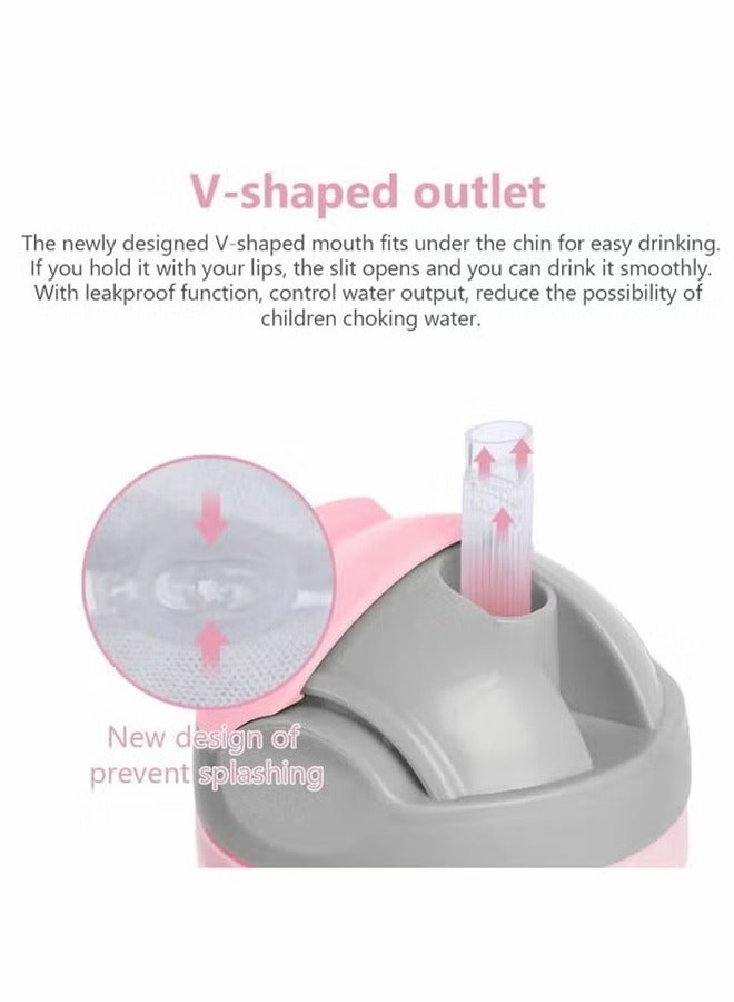 Sippy Cups for 6+ Months Baby, Baby Cup 300ml Weighted Straw Easy-Grip Handles, Baby Water Bottle with Simple Flip-Top Lid, Trainer Cup for Independent Drinking, 360°Spill-Free Toddler Cup (Pink) - Image 3