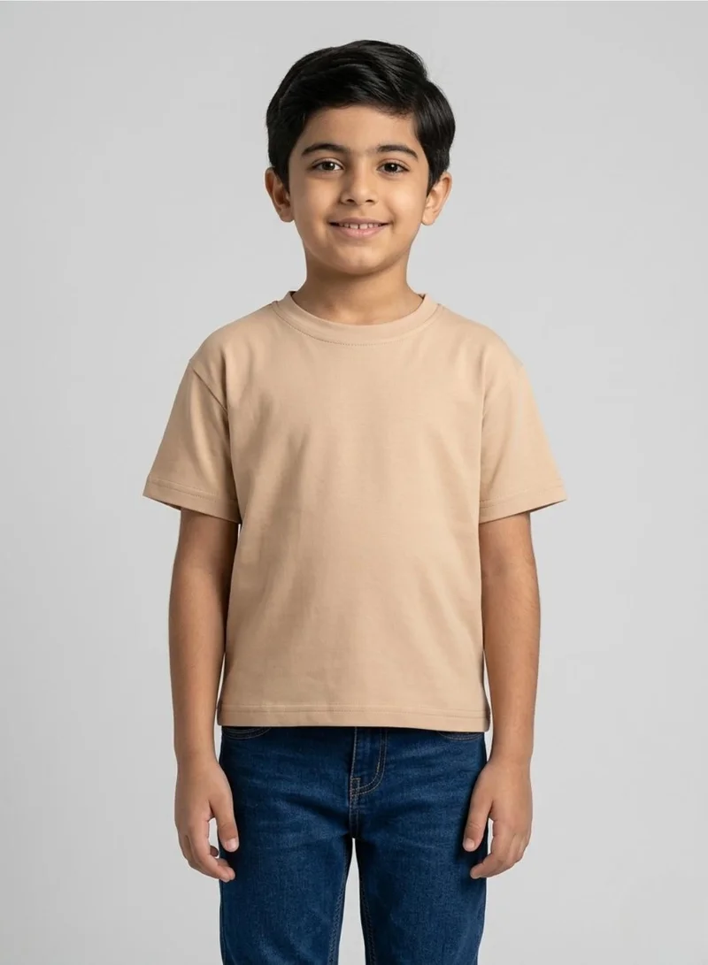 Babyqlo Unisex Plain Brown Boxy-fit Oversize Casual T-Shirt